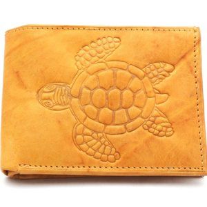 Bifold Handcrafted Wallet with Embossed Turtle
